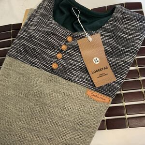 LOGEEYAR Men Shirt Fashion Forward Print 1/4Button Shirt‎ LS Casual Sz XL